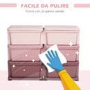 Cassettiera per Cameretta 6 Cassetti 75x37x56.5 cm in PP Rosa   