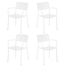 Set 4 sedie da Giardino con Braccioli 57x45/58x81,5h cm in Metallo Aura Bianco