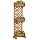 Set 3 Fioriere da Esterno a Mezza Botte 45x35x150 cm con Grigliato per Rampicanti in Legno di Abete Marrone