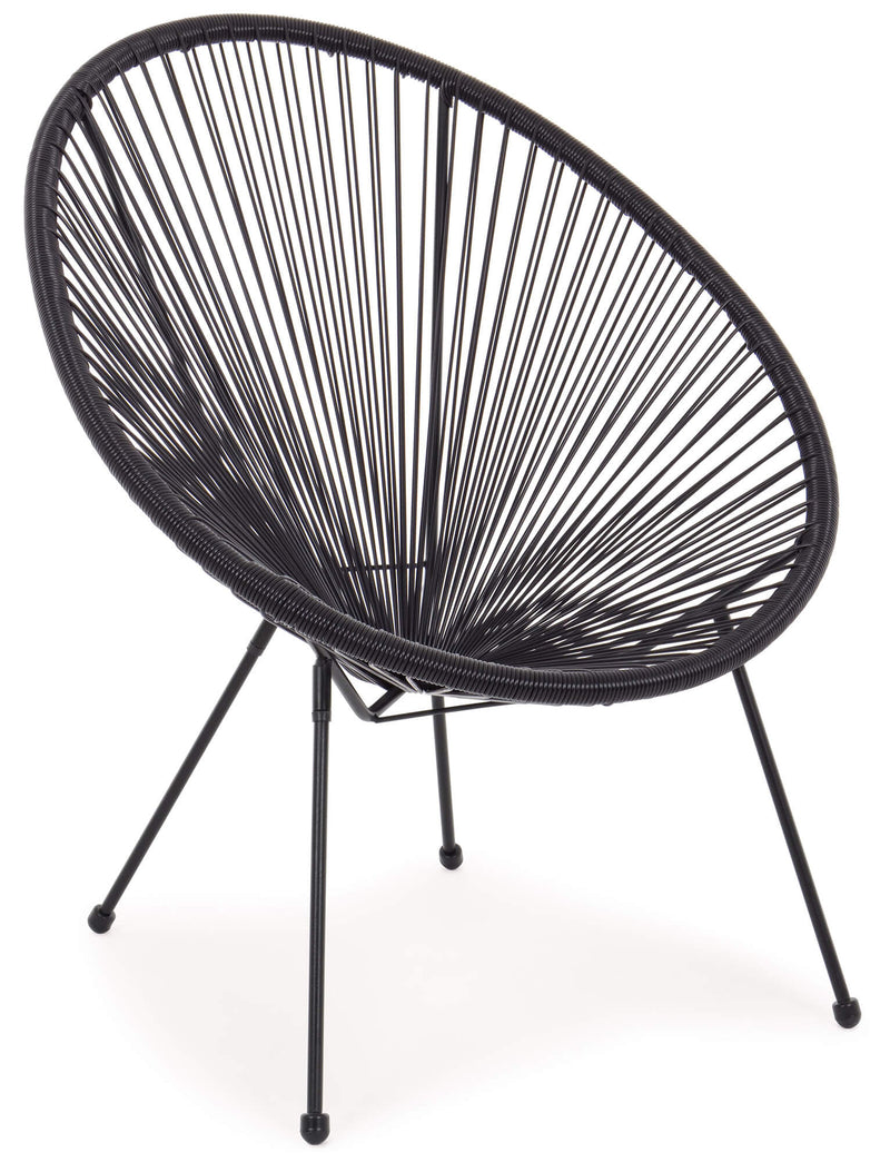 Poltrona da Giardino 72x78x89 cm in Acciaio e Corda Parker Nero