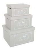 Set 3 Scatole Lovers Rettangolari Grigio in Legno Seconda Scelta