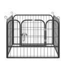 Recinto per Cani Modulare 4 Pannelli 79x60 cm Metallo Grigio Scuro