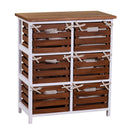 Cassettiera 6 Cassetti in Legno 58x30x66cm Atena Noce e Bianca