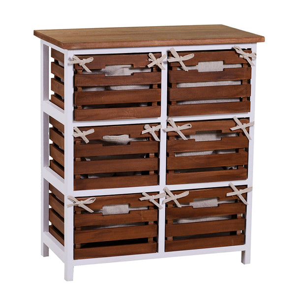 prezzo Commode 6 tiroirs en bois 58x30x66 cm Atena noyer et blanc