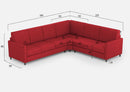 Divano Angolare 6 Posti 281x221x85 cm Karay in Tessuto Rosso