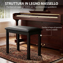 Sgabello per Pianoforte Imbottito 44,5x30x50 cm con Gambe in Legno e Rivestimento in Finta Pelle PU Nero      