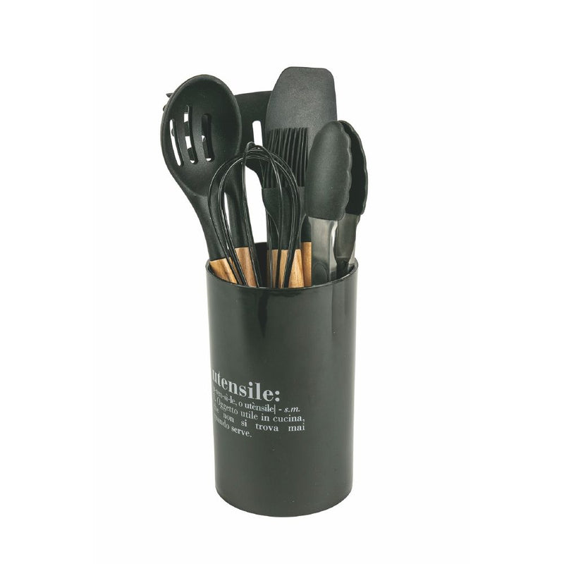 Set Utensili da Cucina 8 Pezzi  in Silicone e Legno VdE Tivoli 1996 Nero