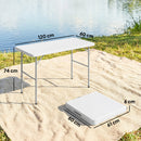 Tavolo da Campeggio Pieghevole 120x60x74 cm a 2 Altezze con Maniglia in HDPE Bianco      