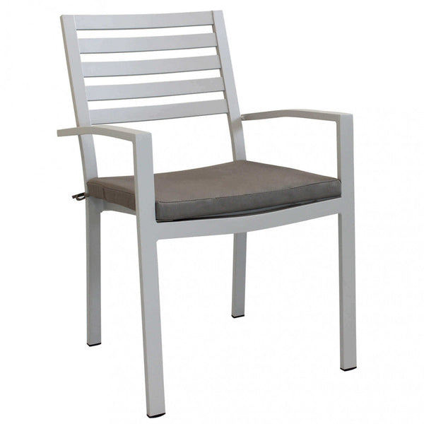 Fauteuil Formentera avec coussin 46x62x84 h cm en aluminium gris tourterelle online