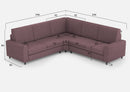 Divano Angolare 5 Posti 246x246x85 cm Sakar in Tessuto Prugna