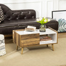 Tavolino da Caffè Rettangolare 80x45x40,5 cm con Cassetto e Ripiano Marrone e Bianco