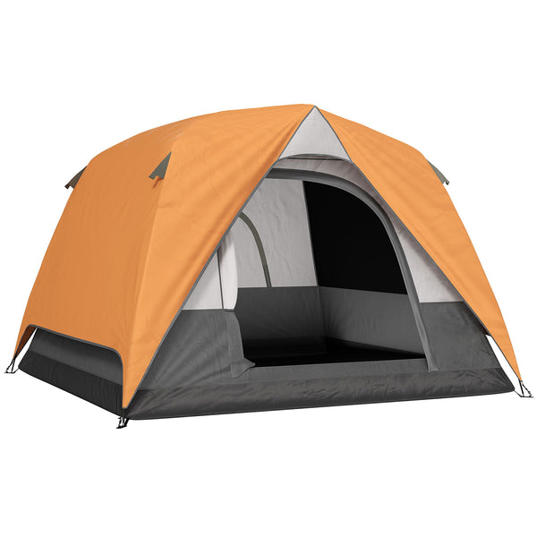 sconto Tenda da Campeggio per 3 Persone Impermeabile 200x200x135H cm Impermeabile con Tasca e Gancio per Lanterna Arancione