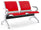 Banc de Bureau pour Salle d'Attente 2 Places avec Coussin en Acier et Simili Cuir Argenté/Rouge