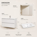 Mobile Bagno Sospeso Otranto 91x46x50 cm con Lavabo Specchio 90x70 cm e 2 Cassetti in Truciolato e MDF Bianco      