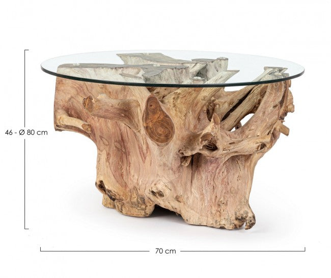 Tavolino Ø80x46h cm Top in Vetro Rosalind