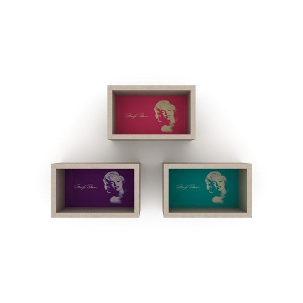 prezzo Bibliothèque suspendue Monroe 37x17x23 cm composée de 3 tableaux