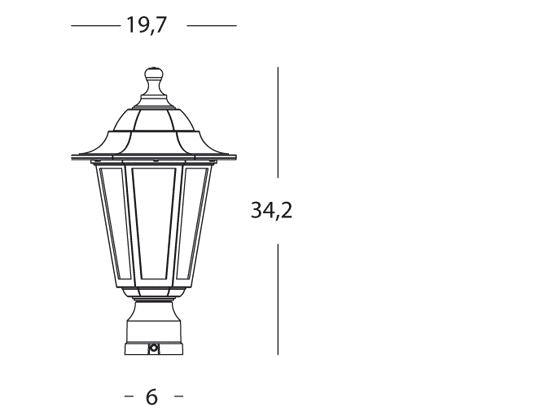Lampada Lanterna Testa Palo Esagonale Colore Bianco e Ruggine per Esterno Linea Marine Sovil