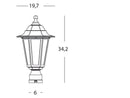 Lampada Lanterna Testa Palo Esagonale Color Ruggine per Esterno Linea Marine Sovil