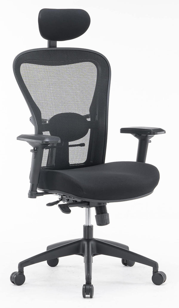 Chaise de bureau exécutif en tissu et maille Pasadena noire acquista