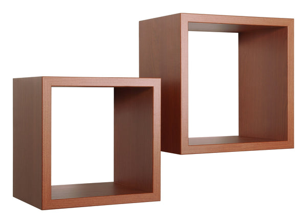 acquista Lot de 2 étagères cubiques murales carrées en panneaux de fibres de bois Q-Bis Maxi Cerisier