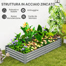 Letto per Orto Rialzato 180x90x30 cm in Acciaio Galvanizzato Argento      