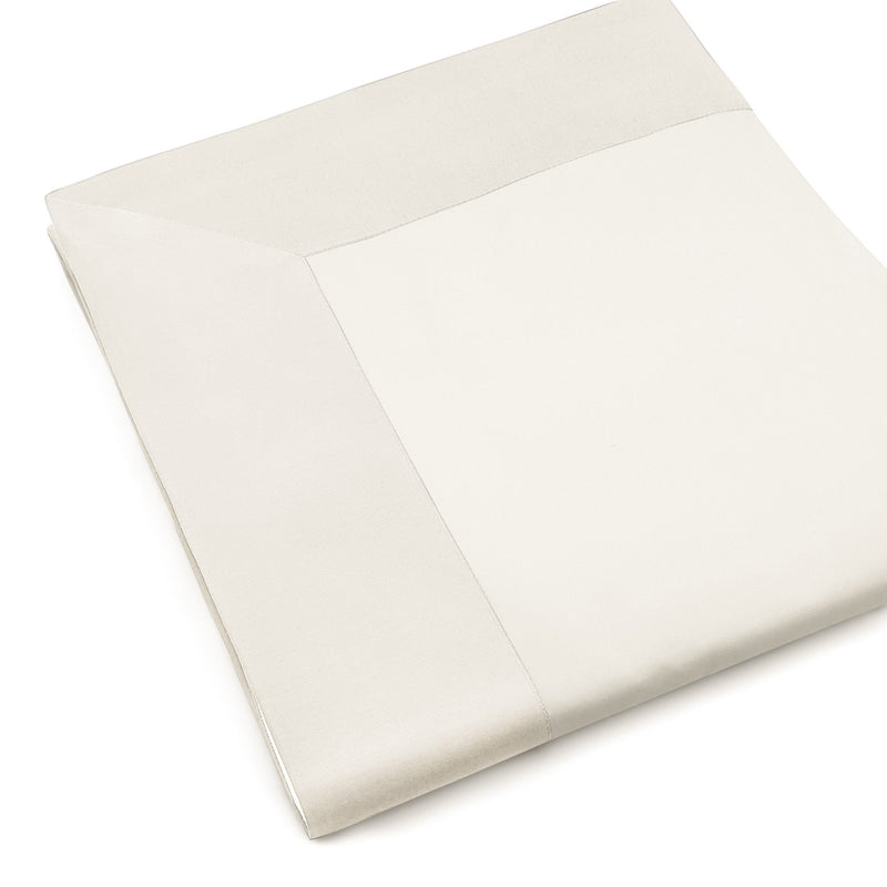 Set Lenzuola Matrimoniali Sopra Sotto e Federe Balza in Raso Mitera Diamante Bianco Naturale 