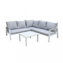 Salotto Angolare Surabaya con Cuscini in Alluminio Bianco