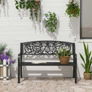 Panca da Giardino 2 Posti in Metallo 127x60x87 cm  Nero