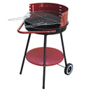 Barbecue a Carbone Carbonella Rotondo Ø51x84,5 cm con Vassoio in Acciaio al Carbonio Rosso      