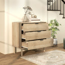 Cassettiera 3 Cassetti 80x40x77,5 cm in Stile Nordico in Legno Rovere  