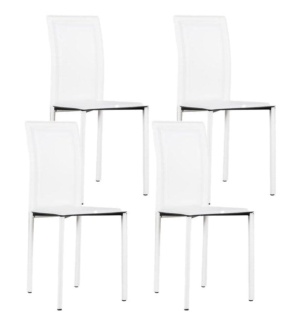 prezzo Lot de 4 chaises 41x39xH90 cm en simili cuir filet blanc