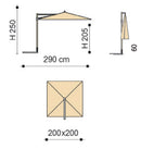 Ombrellone da Giardino Decentrato 2x2m Palo in Alluminio Effetto Legno Tessuto Poliestere Trend Wood Ecru