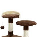 Albero Tiragraffi per Gatti in Peluche e Sisal con Cucce e Pallina Caffè e Crema 50x50x132 cm 
