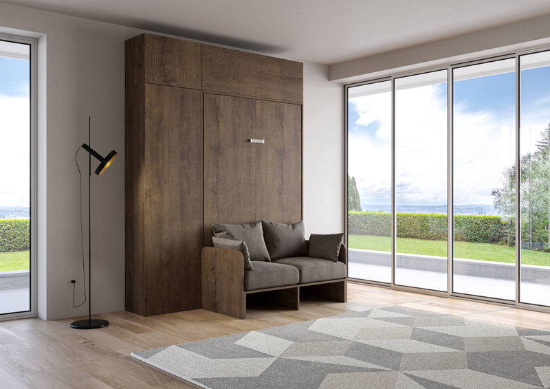 Letto Matrimoniale Francese a Scomparsa Salvaspazio con Sofà Kentaro H250 cm Marrone