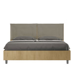 Letto Matrimoniale con Alzata Comoda Struttura Quercia con Cuscini in Similpelle Annalisa Cappuccino Varie Misure