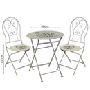 Set Tavolino e 2 Sedie Ø60xh70,5 cm in Metallo Bianco