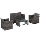 Set da Giardino Divano 2 Poltrone 1 Tavolino  Fergus Marrone