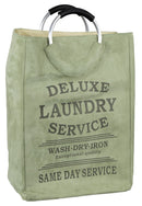 Borsa Portabiancheria con Manici 66x25x38 cm in Tessuto effetto Scamoscio Salvia