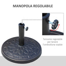 Base per Ombrellone da Giardino 12kg Rotonda in Resina Marrone Ø44x33 cm 
