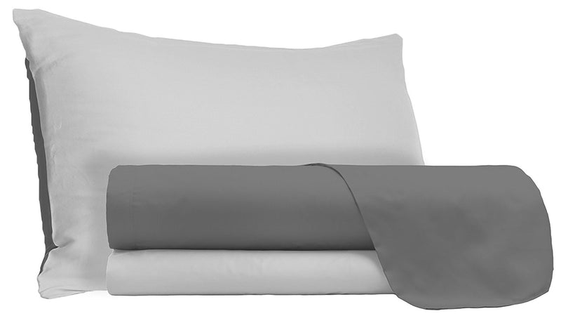 Set Lenzuola Sopra Sotto e Federe Doubleface Grigio Chiaro\/Fumo