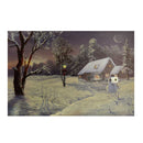 Quadro con led legno casa innevata multicolor rettangolare cm 60x40xh1,8