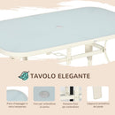 Set Tavolo 6 Sedie e Ombrellone da Giardino in Metallo e Poliestere Bianco