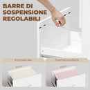 Scrivania da Ufficio Pieghevole 107x50x72 cm con 3 Cassetti e 4 Ruote con Freno in Truciolato e MDF Bianco      