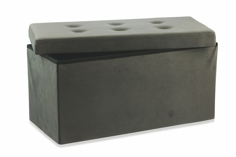 Baule Cassapanca Pouf Contenitore in Velluto Soriani Grigio