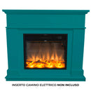 Cornice da Pavimento per Inserto Camino Elettrico 110x94,9x24,9 cm in MDF Sined Pienza Turchese