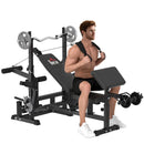 Panca da Palestra Regolabile con Supporto per Bilanciere 210x110x103-123 cm in Acciaio e PU Nero