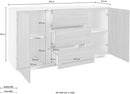 Credenza 2 Ante + 3 Cassetti 160x41,4x86 cm Bloom Bianco Lucido e Noce