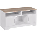 Mobile TV 3 Scomparti 2 Ante 105x40x52 cm per TV fino a 42" in Truciolato Bianco e Legno