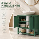 Mobile Sottolavabo per Lavabo a Colonna 65x32x62 cm con Anta e Ripiano in MDF Verde      