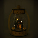 Palla di vetro con Led in Legno lanterna naturale cm 17x13xh23,5